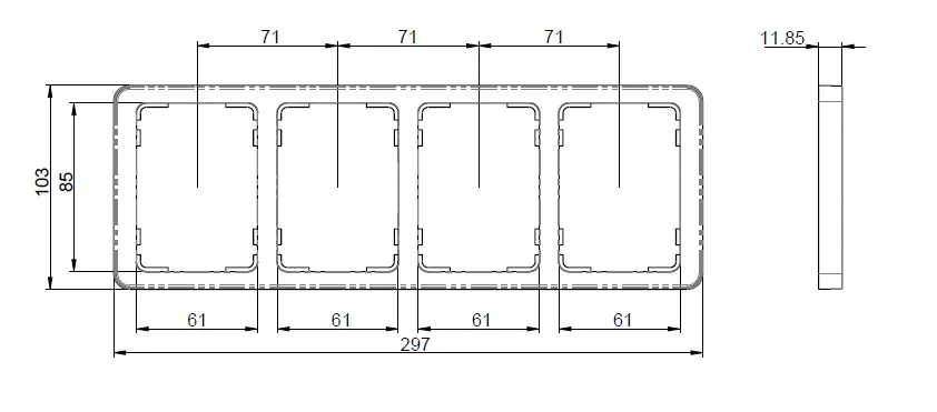 Peitelevy Etman DesignX 4-OSAINEN 2S+2S+2S+2S VAL