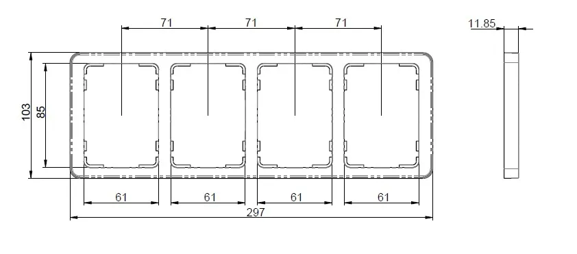 Peitelevy Etman DesignX 4-OSAINEN 2S+2S+2S+2S MUS