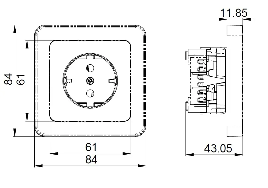 Pistorasia Etman DesignX 1S/16A/IP21 UPJ VAL