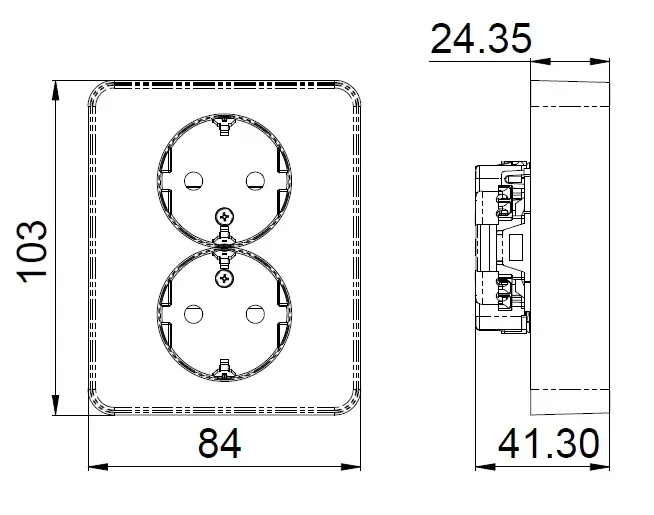 Pistorasia Etman DesignX 2S/16A/IP21 UPJ VAL