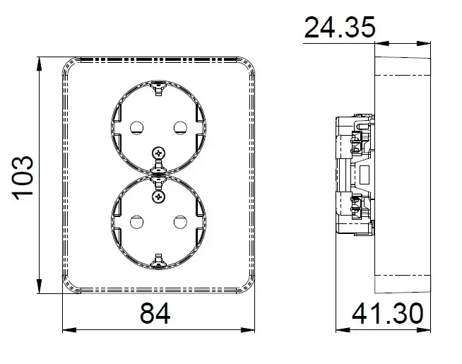Pistorasia Etman DesignX 2S/16A/IP21 UPJ MUS
