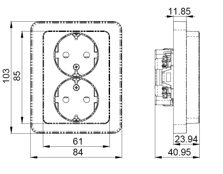 Pistorasia Etman DesignX 2S/16A/IP21 UKJ PL VAL