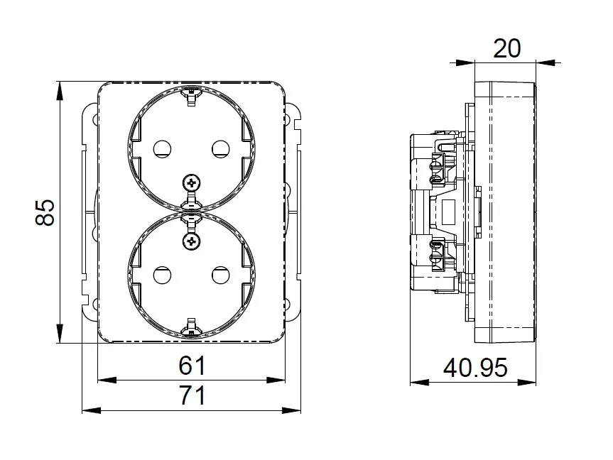 Pistorasia Etman DesignX 2S/16A/IP21 UKJ VAL