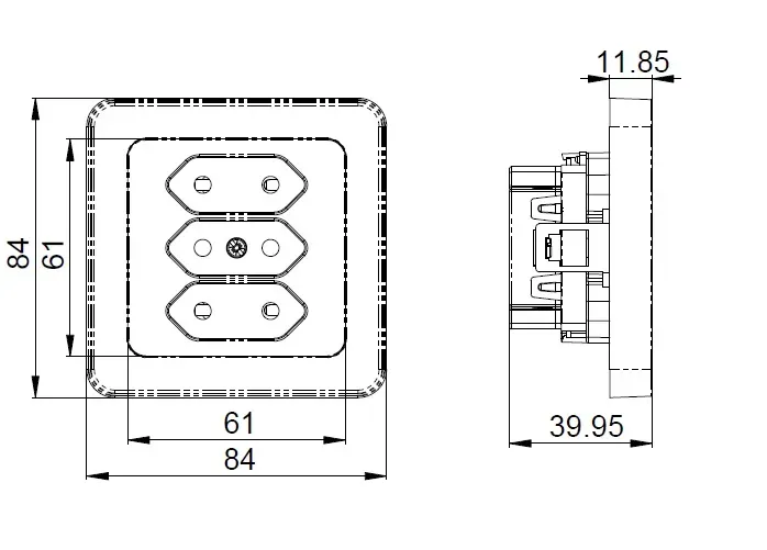 Pistorasia Etman DesignX 3E/16A/IP21 UPR VAL