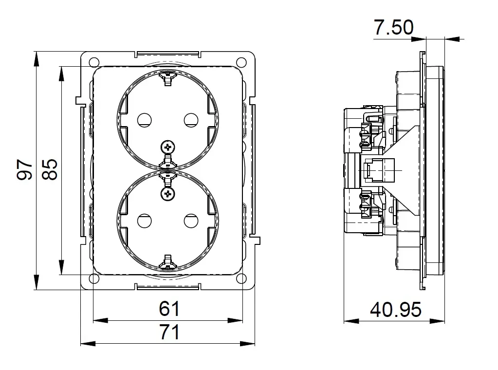 Pistorasia Etman DesignX 2S/16A/IP21 UKJ MATALA VAL