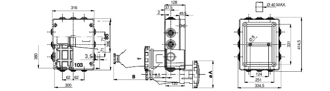 Asennuskotelo PC GW44010 (380x300x120) IP55 HF