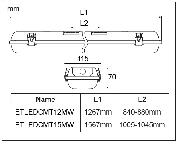 Teollisuusvalaisin suljettu Etman ETLED COMET II 44W 4000K IP65 1200MM