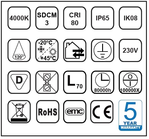 Teollisuusvalaisin suljettu Etman ETLED COMET II 60W 4000K IP65 1500MM