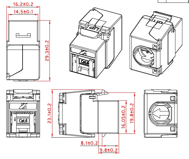 Liitin-CAT6 RJ45 Keystone liitin CAT6 UTP